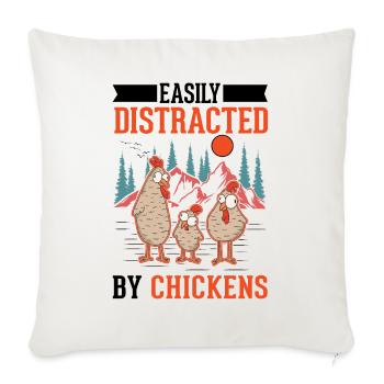 Facilement distrait par les poules Hühner Hühnchen - Housse de coussin décorative 45 x 45 cm - blanc nature - Devant