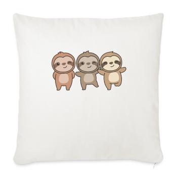 Paresseux, animaux mignons pour les enfants, paresseux manga - Housse de coussin décorative 45 x 45 cm - blanc nature - Devant