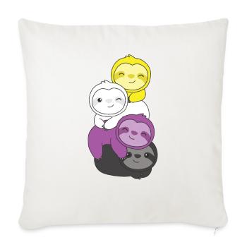 Nonbinary Flag Pride LGBTQ süßer Faultier Haufen - Sofakissenbezug 45 x 45 cm - Naturweiß  - Vorne