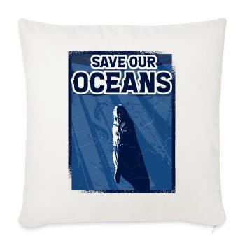 Sauvons nos océans - Housse de coussin décorative 45 x 45 cm - blanc nature - Devant