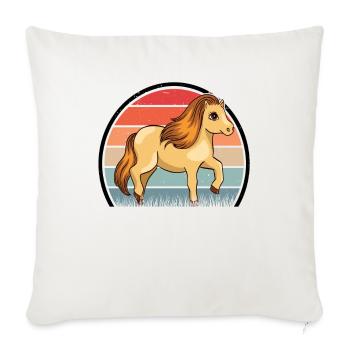 Poney Shetland Rétro - Housse de coussin décorative 45 x 45 cm - blanc nature - Devant