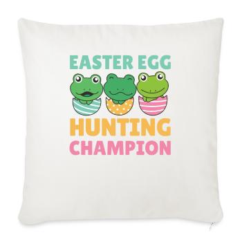 Grenouilles mignonnes pour Pâques avec des œufs de grenouille de Pâques - Housse de coussin décorative 45 x 45 cm - blanc nature - Devant