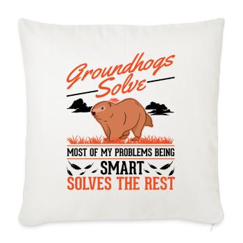 Marmotte Jour de la marmotte Woodhog Marmotte - Housse de coussin décorative 45 x 45 cm - blanc nature - Devant