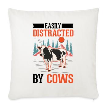 Easily distracted by Cows Kuh Rinderzüchter Kuh - Sofakissenbezug 45 x 45 cm - Naturweiß  - Vorne