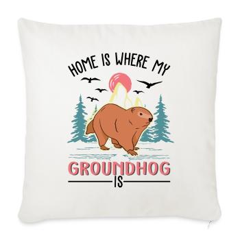 Marmotte à la maison Marmotte du jour de la marmotte - Housse de coussin décorative 45 x 45 cm - blanc nature - Devant