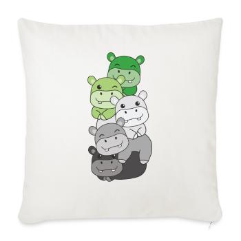 Aromance drapeau fierté LGBTQ mignon hippopotame pile - Housse de coussin décorative 45 x 45 cm - blanc nature - Devant