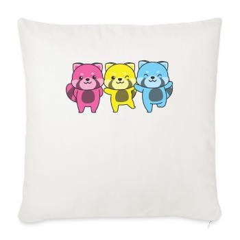 Pansexuel Drapeau Pride LGBTQ Mignon Panda roux - Housse de coussin décorative 45 x 45 cm - blanc nature - Devant
