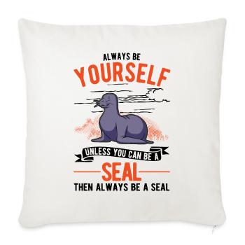 Cadeau de phoque Lion de mer Lion de mer de phoque - Housse de coussin décorative 45 x 45 cm - blanc nature - Devant