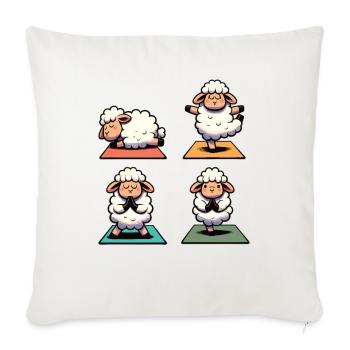 Moutons Yoga Moutons Mignons Faire du Sport - Housse de coussin décorative 45 x 45 cm - blanc nature - Devant