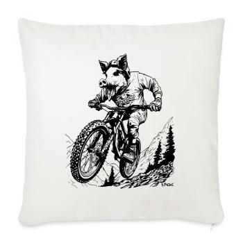 VTT comme un cochon - Housse de coussin décorative 45 x 45 cm - blanc nature - Devant