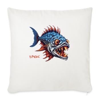 Jäger-Prädator-Fisch-Cartoon - Sofakissenbezug 45 x 45 cm - Naturweiß  - Vorne