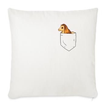 Poney Shetland dans la poche poitrine - Housse de coussin décorative 45 x 45 cm - blanc nature - Devant