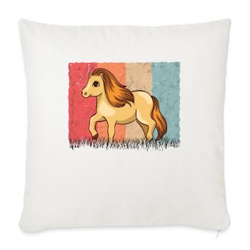Poney Shetland Rétro - Housse de coussin décorative 45 x 45 cm - blanc nature - Devant