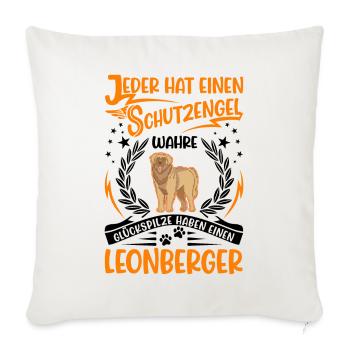 Leonberger Schutzengel - Sofakissenbezug 45 x 45 cm - Naturweiß  - Vorne