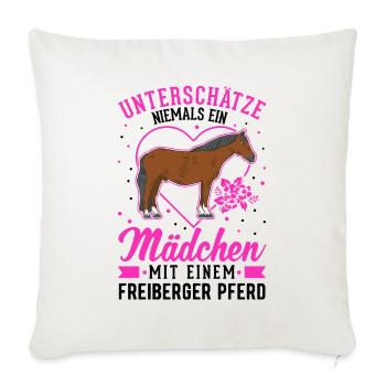 Freiberger Pferd Mädchen - Sofakissenbezug 45 x 45 cm - Naturweiß  - Vorne