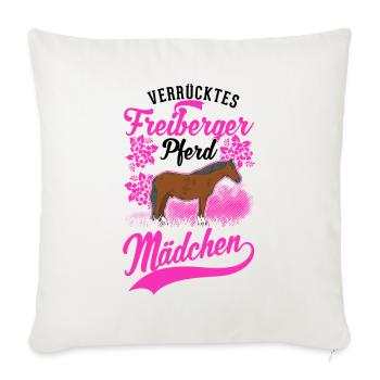 Verrücktes Freiberger Pferd Mädchen - Sofakissenbezug 45 x 45 cm - Naturweiß  - Vorne