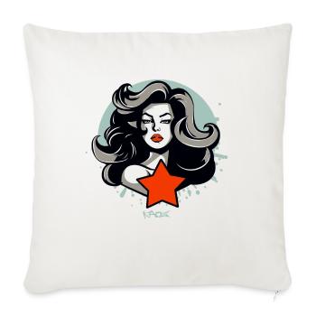 Une belle femme et une étoile rouge - Housse de coussin décorative 45 x 45 cm - blanc nature - Devant