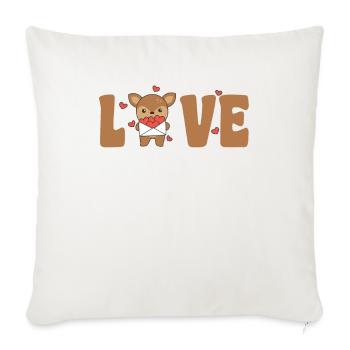 Cerf pour la Saint-Valentin Animaux mignons avec amour des cœurs - Housse de coussin décorative 45 x 45 cm - blanc nature - Devant