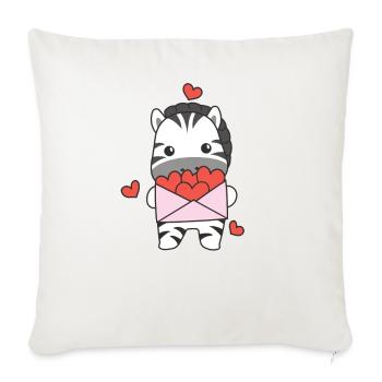 Zebra zum Valentinstag süße Tiere mit Herzen - Sofakissenbezug 45 x 45 cm - Naturweiß  - Vorne