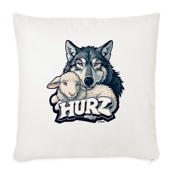 Hurz, der Wolf das Lamm - Sofakissenbezug 45 x 45 cm - Naturweiß  - Vorne