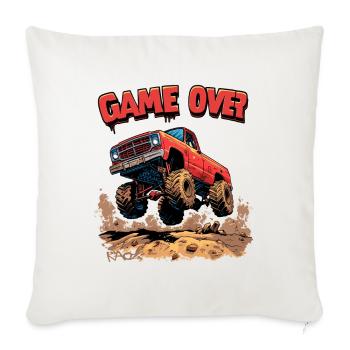 Gamer Gaming : Game Over Monster Truck - Housse de coussin décorative 45 x 45 cm - blanc nature - Devant