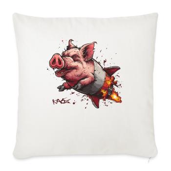 Le cochon fusée volant super cool - Housse de coussin décorative 45 x 45 cm - blanc nature - Devant