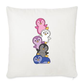 Genderfluid Flag Pride LGBTQ Cute Penguin - Sofa pillowcase 17,3'' x 17,3'' (45 x 45 cm) - natural white - Front