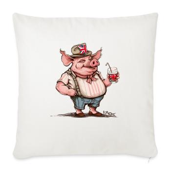 Vacances en Grande-Bretagne, Royaume-Uni Barry63 Cochon - Housse de coussin décorative 45 x 45 cm - blanc nature - Devant