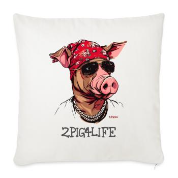 2Pig4Life Hip-Hop Rap Gangster MC Rappeur Cochon - Housse de coussin décorative 45 x 45 cm - blanc nature - Devant