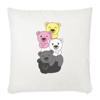 queerplatonic drapeau fierté LGBTQ ours mignon - Housse de coussin décorative 45 x 45 cm - blanc nature - Devant