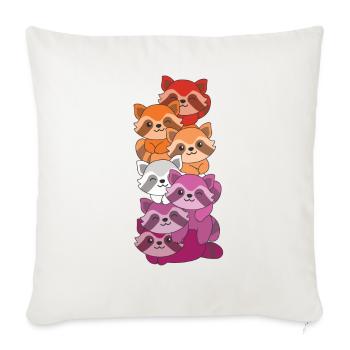 Lesbian Flag Pride LGBTQ Cute Raccoon - Sofa pillowcase 17,3'' x 17,3'' (45 x 45 cm) - natural white - Front
