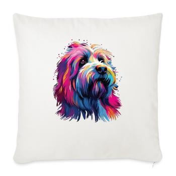 Aquarelle coloré Bearded Collie - Housse de coussin décorative 45 x 45 cm - blanc nature - Devant