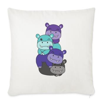 alexigenre drapeau fierté LGBTQ hippopotame mignon - Housse de coussin décorative 45 x 45 cm - blanc nature - Devant