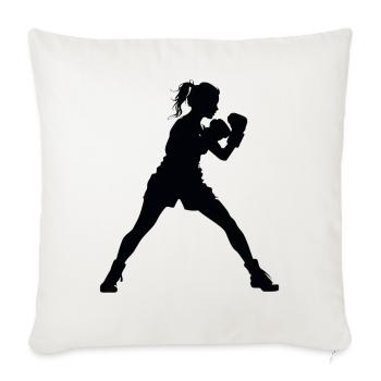 Woman Girl Boxing - Sofa pillowcase 17,3'' x 17,3'' (45 x 45 cm) - natural white - Front