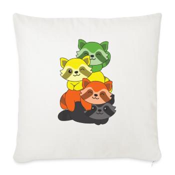 Aromantic Flag Pride LGBTQ Cute Raccoon Bunch - Sofa pillowcase 17,3'' x 17,3'' (45 x 45 cm) - natural white - Front