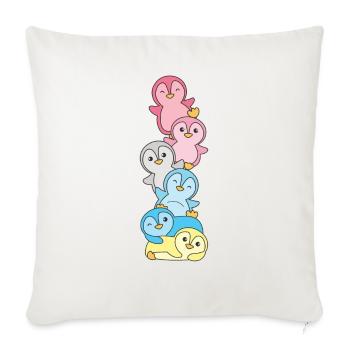Genderflux Drapeau Pride LGBTQ Pingouin mignon - Housse de coussin décorative 45 x 45 cm - blanc nature - Devant