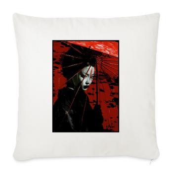Geisha japonaise avec parapluie - Housse de coussin décorative 45 x 45 cm - blanc nature - Devant