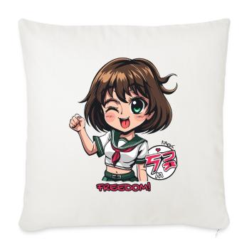 Une fille d’anime coquine lève le poing pour la liberté - Housse de coussin décorative 45 x 45 cm - blanc nature - Devant