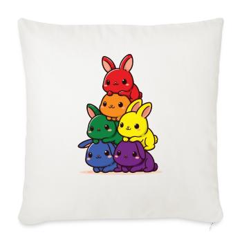 Lapins arc-en-ciel drapeau fierté mois mignon lapin - Housse de coussin décorative 45 x 45 cm - blanc nature - Devant