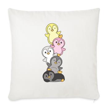queerplatonic drapeau fierté lgbtq mignon pingouin - Housse de coussin décorative 45 x 45 cm - blanc nature - Devant