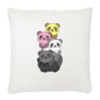 queerplatonic drapeau fierté lgbtq panda mignon - Housse de coussin décorative 45 x 45 cm - blanc nature - Devant