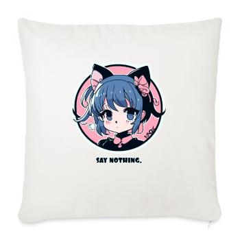 La fille d’anime la plus mignonne, ne dis rien - Housse de coussin décorative 45 x 45 cm - blanc nature - Devant