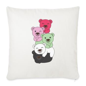 réciprocitéromantique drapeau fierté LGBTQ ours mignon - Housse de coussin décorative 45 x 45 cm - blanc nature - Devant