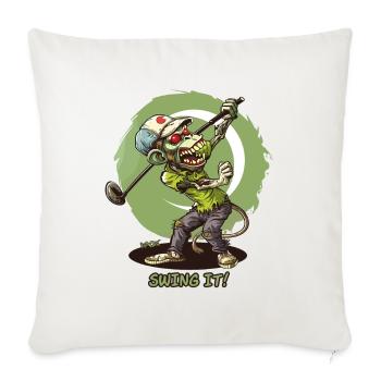 Swing It, Zombie Monkey : un golfeur qui joue au golf - Housse de coussin décorative 45 x 45 cm - blanc nature - Devant
