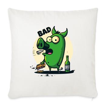 Le cochon de dessin animé cool est un mauvais garçon - Housse de coussin décorative 45 x 45 cm - blanc nature - Devant