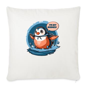 Penguin goes home: "I'm gone, guys!" - Sofa pillowcase 17,3'' x 17,3'' (45 x 45 cm) - natural white - Front