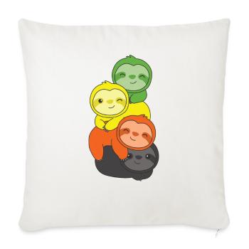 Aromantic Flag Pride LGBTQ Cute Sloth Bunch - Sofa pillowcase 17,3'' x 17,3'' (45 x 45 cm) - natural white - Front