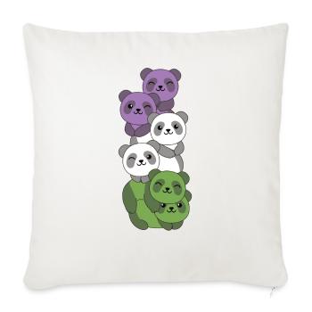 Genderqueer Drapeau Pride LGBTQ Panda mignon - Housse de coussin décorative 45 x 45 cm - blanc nature - Devant