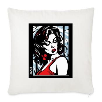 Elegante Frau in rotem Kleid - Sofakissenbezug 45 x 45 cm - Naturweiß  - Vorne
