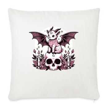 Kawaii Pastel Goth Mignon Effrayant Chèvre Chauve-souris - Housse de coussin décorative 45 x 45 cm - blanc nature - Devant